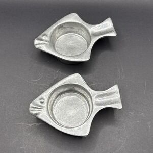 Pair of Bon Chef Cast Metal Fish Shaped Baking Dishes Ramekins 9022-N NSF Signed